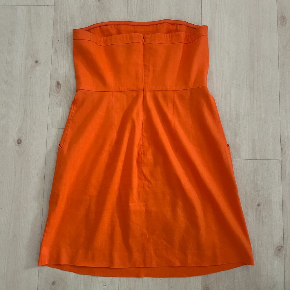 Theory Women's Orange Linen Bandeau Style Dress Size 4 - Picture 2 of 4